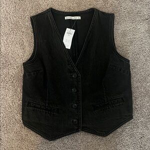 Abercrombie & Fitch Black Denim Sleeveless Vest Top